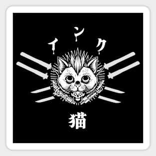 INK CAT | インク猫 | Japanese Cat | Samurai Cat Magnet